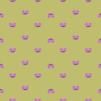 Frog pattern seamless in freehand style. Head predator on colorful background. Vector illustration for textile.