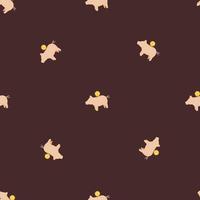 Piggy bank seamless pattern. Funny financial toy background. vector