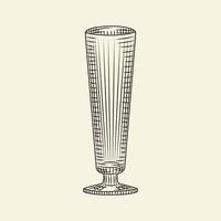Ink hand drawn empty glass vector illustration. Vintage pilsner glass of beer sketch isolated on light background.