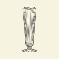 Ink hand drawn empty glass vector illustration. Vintage pilsner glass of beer sketch isolated on light background.