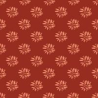 Decorative seamless pattern with doodle hand drawn leaf bouquet print. Maroon background. vector