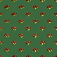 Seamless pattern lola rosa salad on teal background. Modern ornament with lettuce. vector