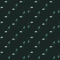 Abstract style seamless nature pattern with small poppy bud silhouettes. Flowers print. Dark green background. vector