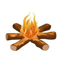 fogata estrella aislada sobre fondo blanco. chimenea de senderismo en estilo plano. vector