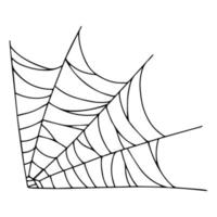 Spider web isolated on white background. Spooky cobwebs. Outline vector illustration.