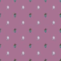 patrón sin costuras de naturaleza vintage con pequeño adorno de bellota. fondo pastel morado. formas florales antiguas. vector