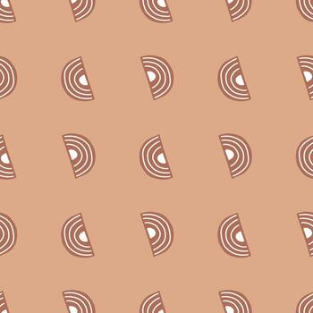 Abstract seamless pattern on peach background. Geometrical shapes for textile design. vector