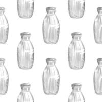 Japanese sake seamless pattern on white background. Ceramic bottle sake hand drawn sketch. vector