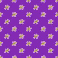 Spring time seamless pattern with hand drawn botany flower buds print on bright purple background. vector