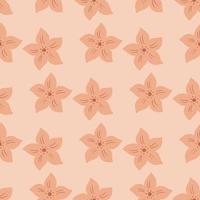 Pastel tones seamless pattern with botanic tropic flowers ornament. Pink pale palette. Hand drawn style. vector