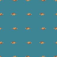 Orange and beige colored dinosaurs seamless pattern in hand drawn style. Bright blue background. vector