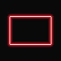 Red neon square frame with shining effects on dark background. Empty frame with neon effects. Vector illustration.