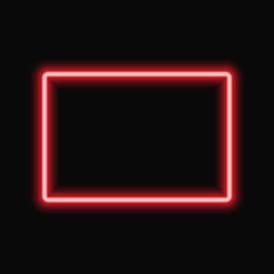 Red neon square frame with shining effects on dark background. Empty frame with neon effects. Vector illustration.