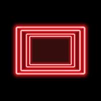 Red neon square frame with shining effects on dark background. Empty frame with neon effects. Vector illustration.