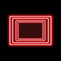 Red neon square frame with shining effects on dark background. Empty frame with neon effects. Vector illustration.