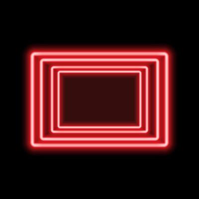 Red neon square frame with shining effects on dark background. Empty frame with neon effects. Vector illustration.