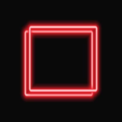 Red neon square frame with shining effects on dark background. Empty frame with neon effects. Vector illustration.