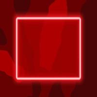 Red neon square frame with shining effects on dark background. Empty frame with neon effects. Vector illustration.