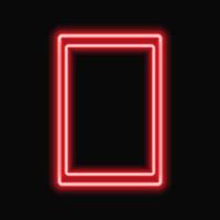 Red neon square frame with shining effects on dark background. Empty frame with neon effects. Vector illustration.