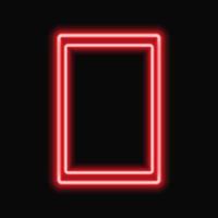 Red neon square frame with shining effects on dark background. Empty frame with neon effects. Vector illustration.