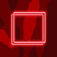 Red neon square frame with shining effects on dark background. Empty frame with neon effects. Vector illustration.