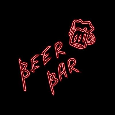 Red neon beer bar sign. Vector illustration