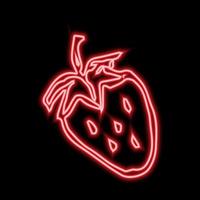 Red neon strawberry sign. neon strawberry icon. Vector illustration