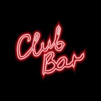 Red neon club bar sign. Vector illustration