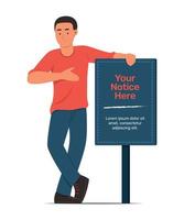 Man Holding a Notice Board. vector