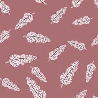 Random seamless doodle pattern with leaf elements. Shapes simple ornament on beige background. vector