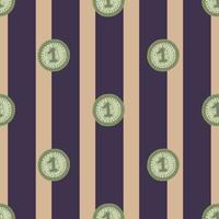 Coins seamless pattern. Hand drawn background from money. vector