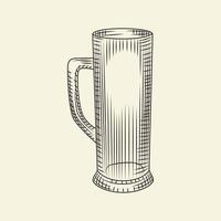 Empty beer mug in hand drawn style isolated on light background. vector