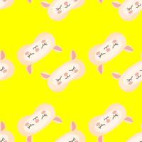 Lamb light pink color geometric seamless pattern on yellow background. Children graphic design element for different purposes. vector