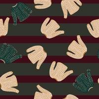 Abstract random fashion seamless pattern with simple hand drawn sweater print. Striped background. vector