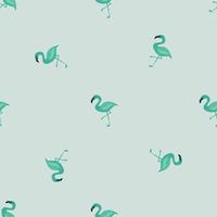 Animal exotic seamless pattern with blue little flamingo silhouettes print. Grey background. Kids style. vector