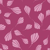 Decorative doodle seamless pattern with simple bud flowers ornament. Pink random floral backdrop. vector