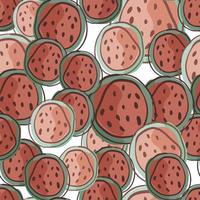 Random red summer food abstract watermelon silhouettes ornament. Seamless berries pattern. Isolated print. vector