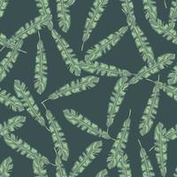 Abstract seamless pattern with random green botanical tropic leaf shapes. Pale blue background. Simple style. vector