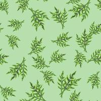 Ensalada de rúcula de manojo de patrones sin fisuras sobre fondo verde pastel. adorno moderno con lechuga. vector