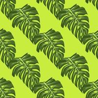 Monstera leaf seamless pattern with hand drawn tropical print. Modern nature background. Vector illustration for seasonal textile .