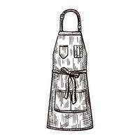 Apron isolated. Waiter inventory for restaurant or cafe in hand drawn style. vector