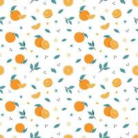 patrón sin costuras de fruta naranja. fondo de cítricos dibujado a mano para papel tapiz, papel de envolver, textil, menú, diseño y decoración de paquetes de alimentos vector