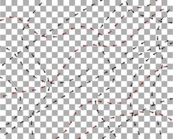 Ants trail different directions on transparent background. A line of red and black ant column marching. vector