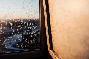 frosty pattern on glass winter photo