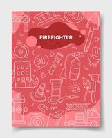 firefighter concept with doodle style for template of banners, flyer, books, and magazine vector