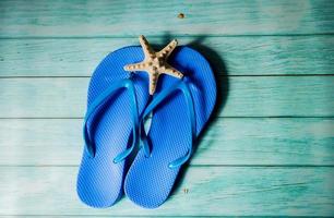 Blue beach slipper photo