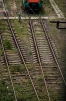 train passes through the railway tracks. photo