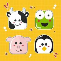 Vector illustrations Hand drawn of design cartoon characters.  stamps or stickers with abstract funny cute comic characters.