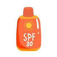 Sunscreen cream in tube symbol. Protection for the skin from solar ultraviolet light. Flat icon. Vector illustration isolated on white background