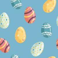 Vector seamless Easter pattern. decorative Easter eggs, on a blue background for printing on fabric, scrapbooking paper, gift wrap and wallpaper.